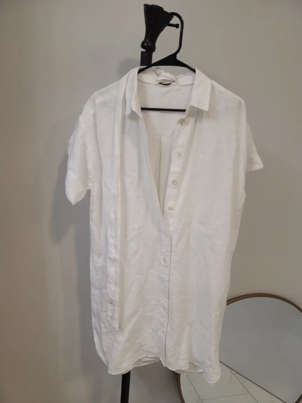 J. Crew Factory White Linen Button-Down Mini Shirt Dress - Picture 1 of 7